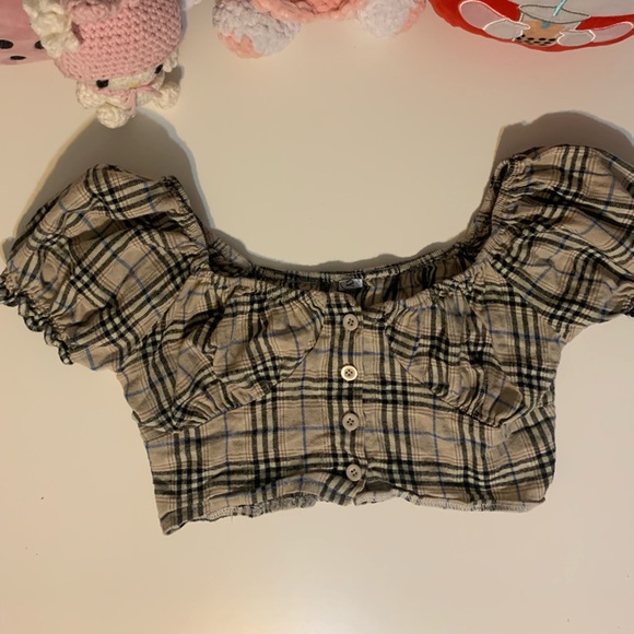 Gingham Bustier Blouse - yesstyle - Picture 2 of 2